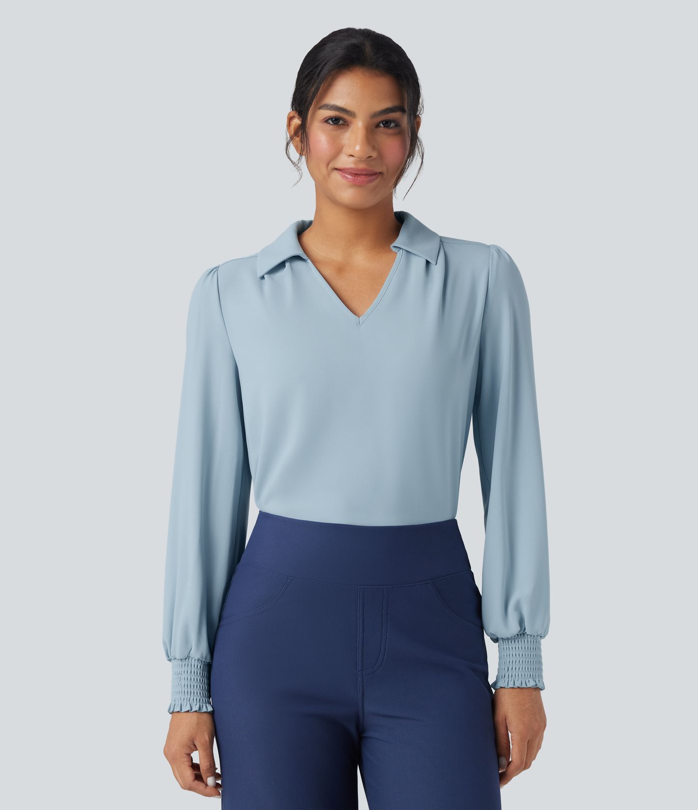 V Neck Long Sleeve Casual Chiffon Shirt V Neck Long Sleeve Casual Chiffon Shirt