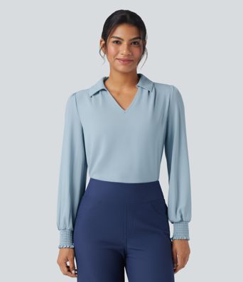 V Neck Long Sleeve Casual Chiffon Shirt V Neck Long Sleeve Casual Chiffon Shirt