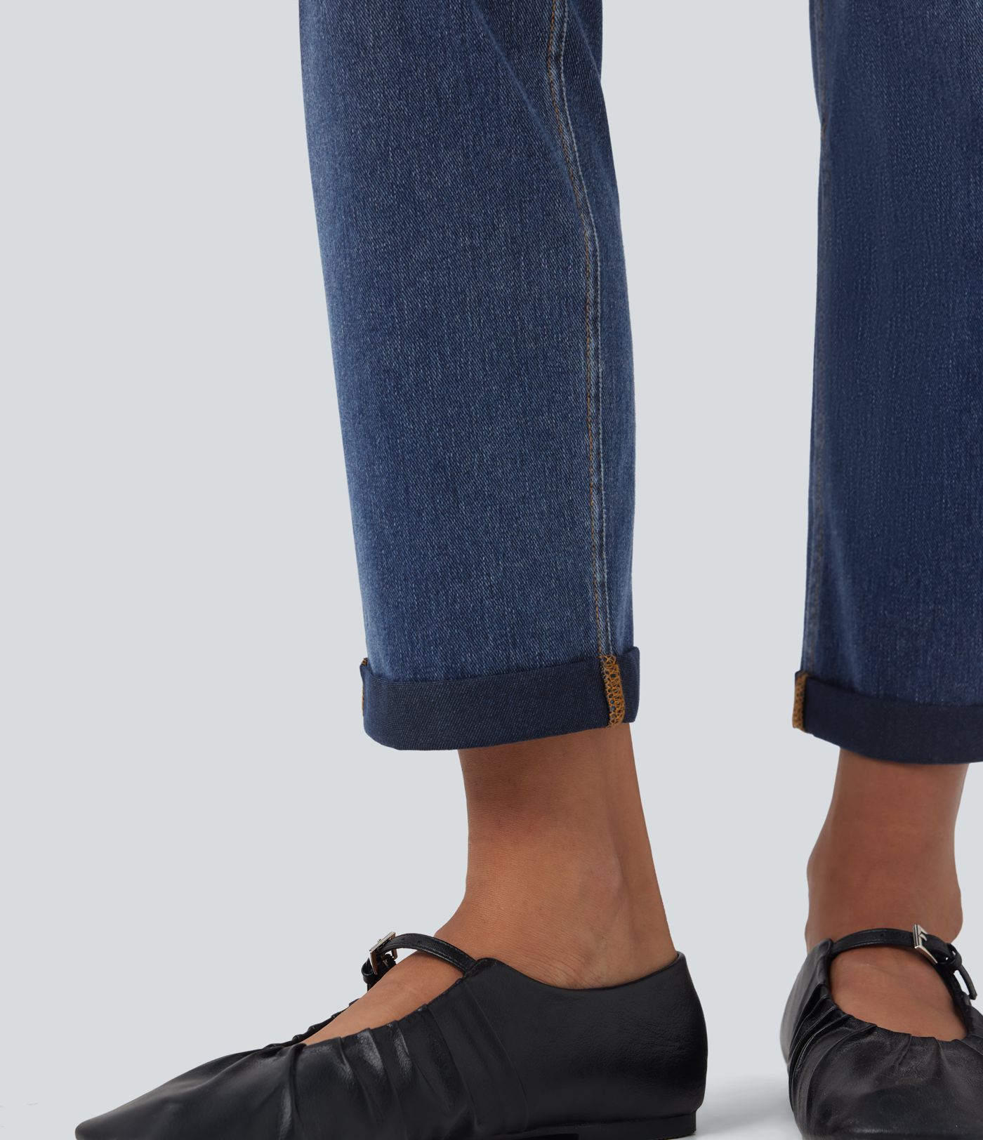 Halara Flex™ High Waisted Drawstring Rolled Hem Casual Slim Jeans with Pockets