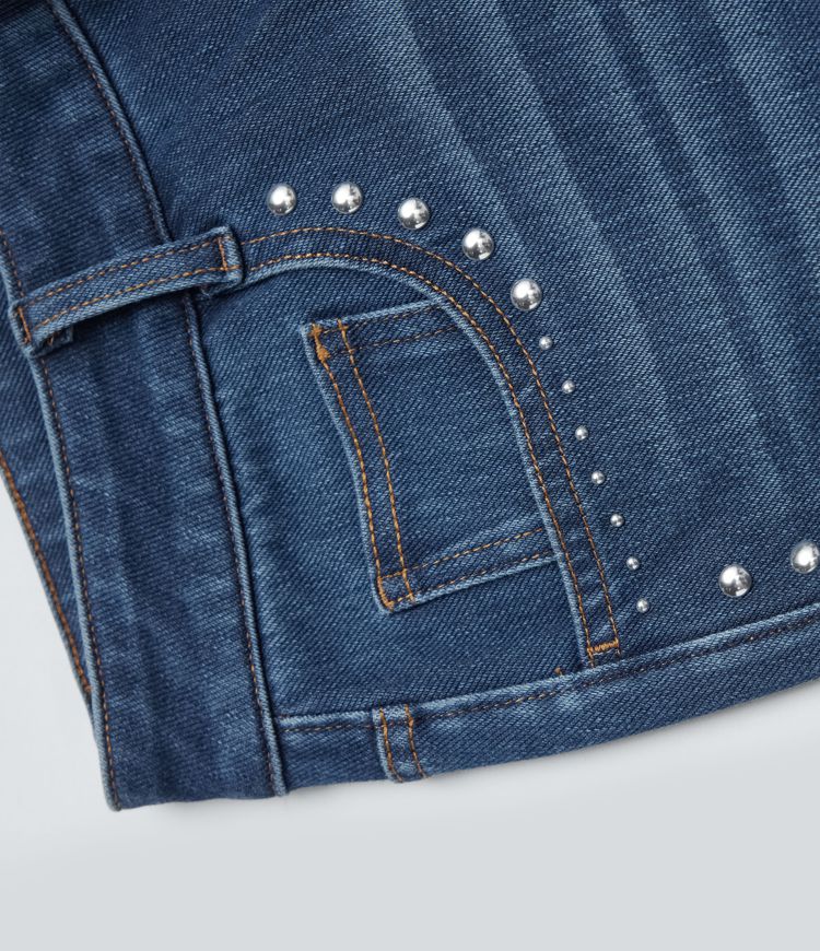 Halara Flex™ Mid Rise Studded Straight Leg Casual Jeans with Pockets