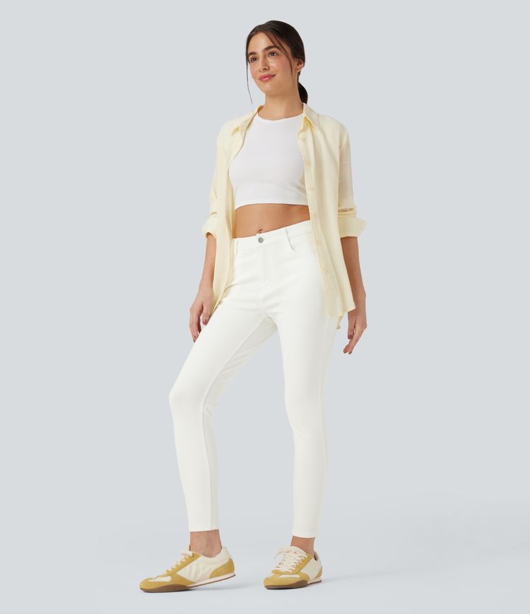 Halara Flex™ Water-Repellent Oil-Resistant Mid Rise Casual Skinny Jeans with Pockets