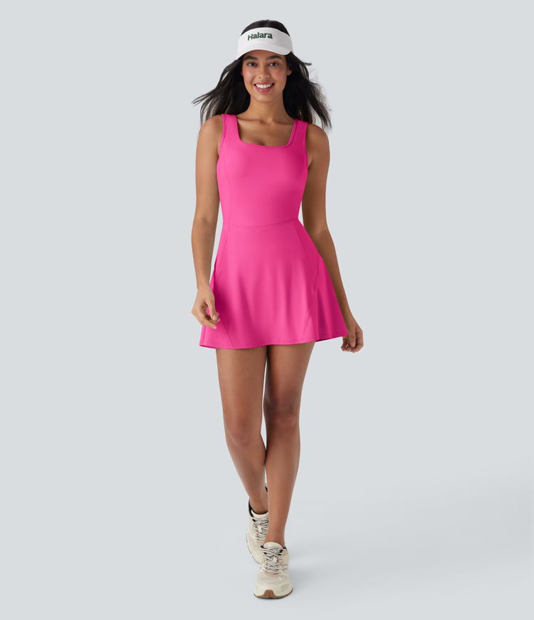 SoftlyZero™ Airy U Neck 2-in-1 Pocket Mini Cool Touch Dance Active Dress-Easy Peezy