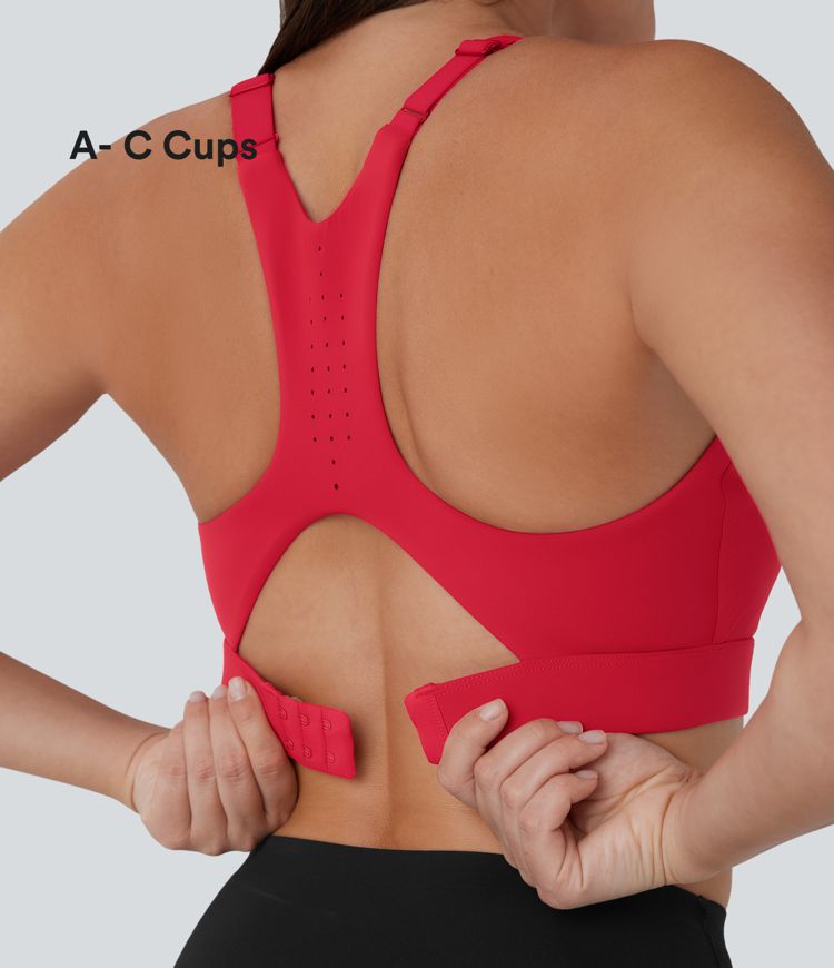 SpeedWave™ Medium Support Molded Cups Perforated Adjustable Hook Quick Dry Workout Sports Bra A-C Cups