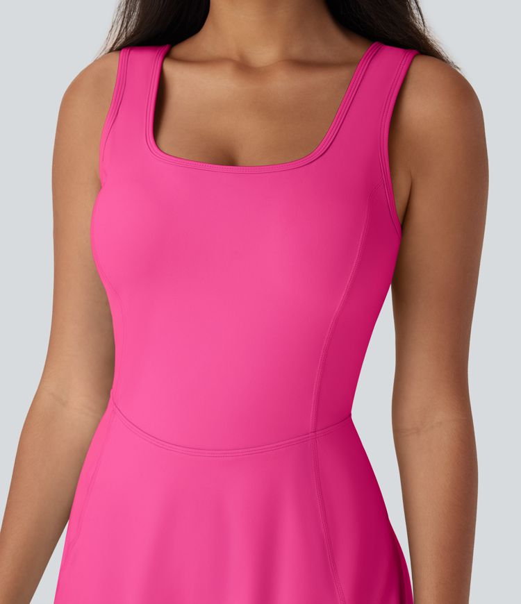 SoftlyZero™ Airy U Neck 2-in-1 Pocket Mini Cool Touch Dance Active Dress-Easy Peezy