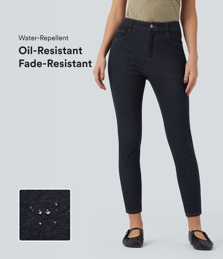 Halara Flex™ Water-Repellent Oil-Resistant Mid Rise Casual Skinny Jeans with Pockets