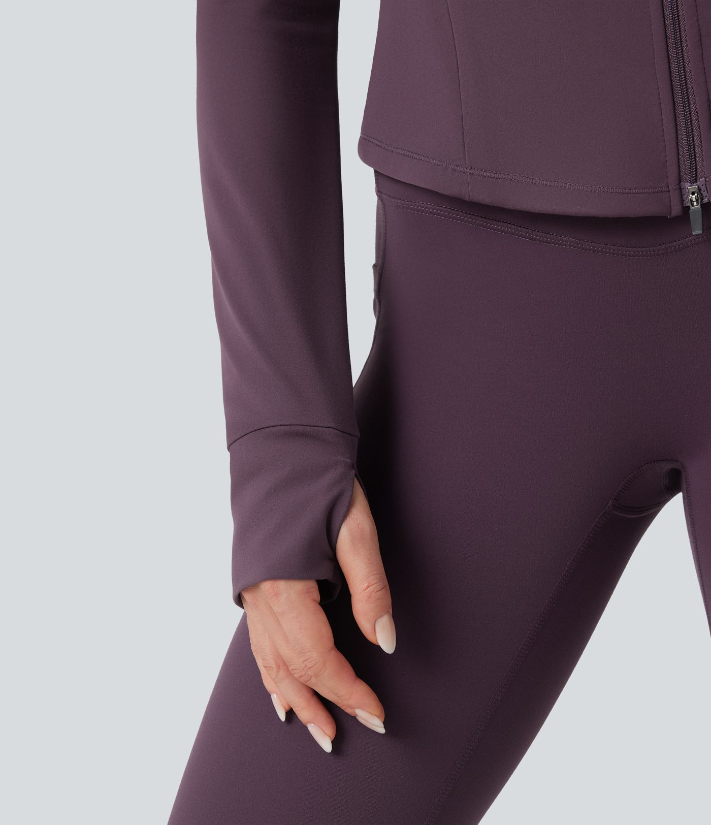 Halara UltraSculpt™ Mock Neck Ruched Push-Up Long Sleeve Thumb Hole Yoga Jacket with Pockets