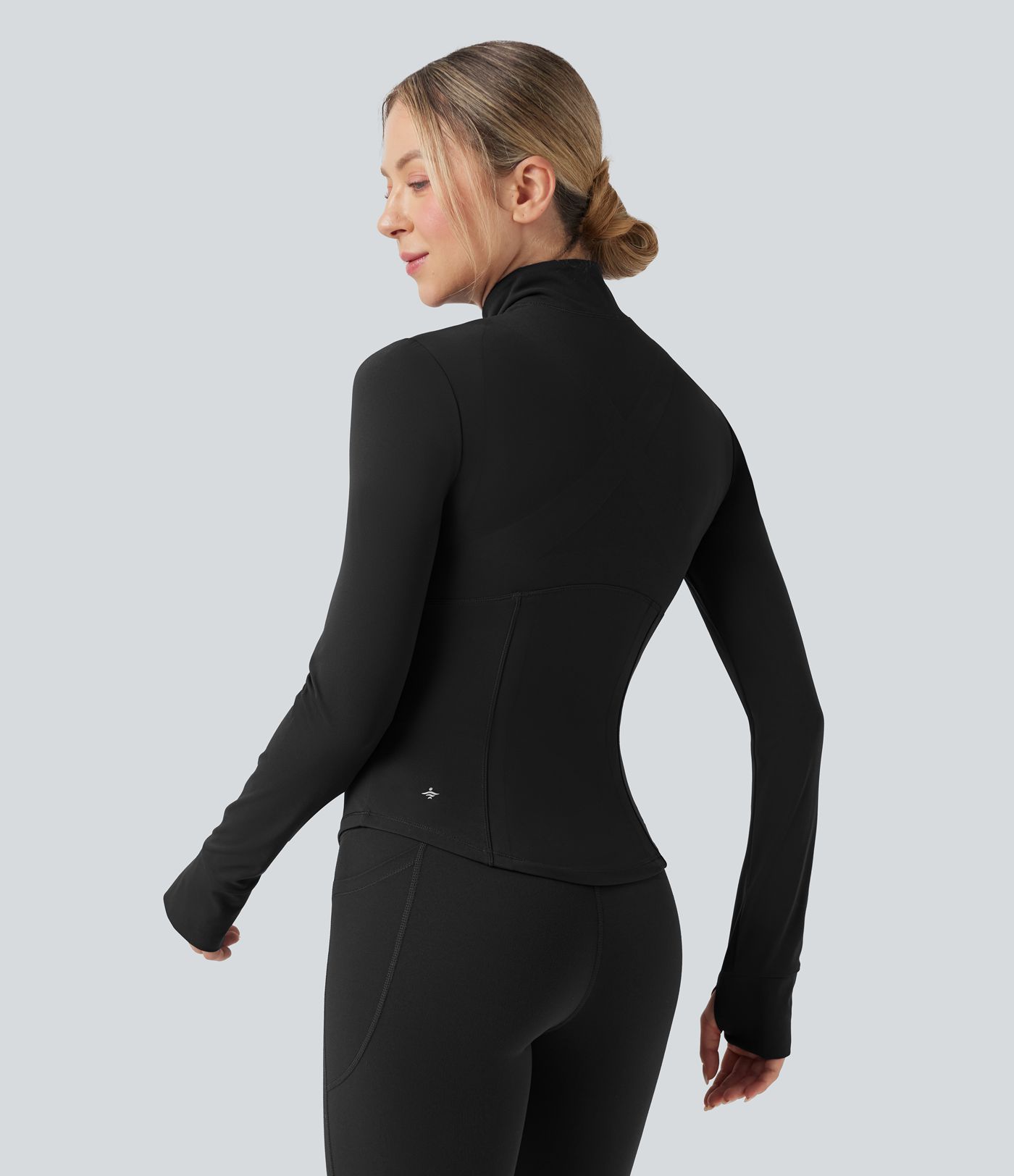 Veste de yoga Halara UltraSculpt™ col montant push-up manches longues à trous pouces avec poches