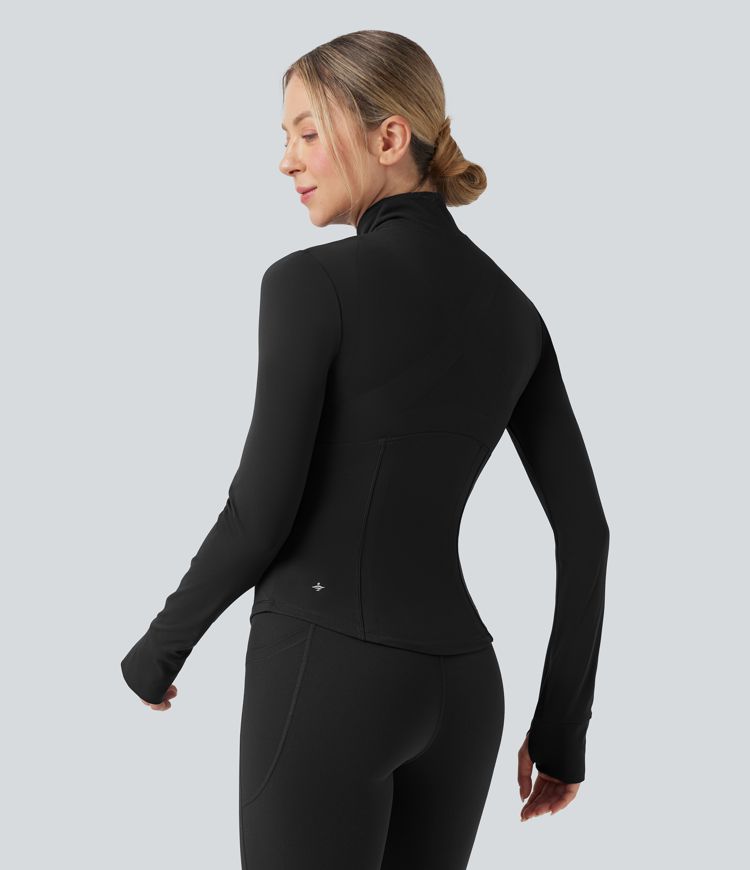 Halara UltraSculpt™ Mock Neck Push-Up Long Sleeve Thumb Hole Yoga Jacket with Pockets