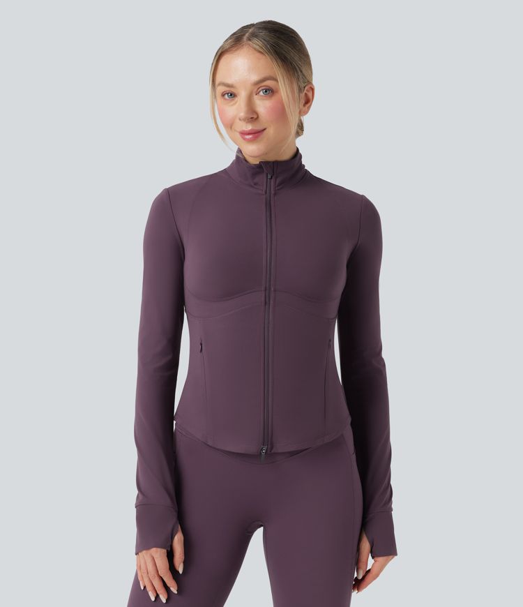Halara UltraSculpt™ Mock Neck Push-Up Long Sleeve Thumb Hole Yoga Jacket with Pockets
