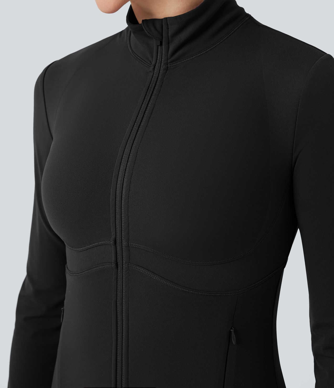 Veste de yoga Halara UltraSculpt™ col montant push-up manches longues à trous pouces avec poches