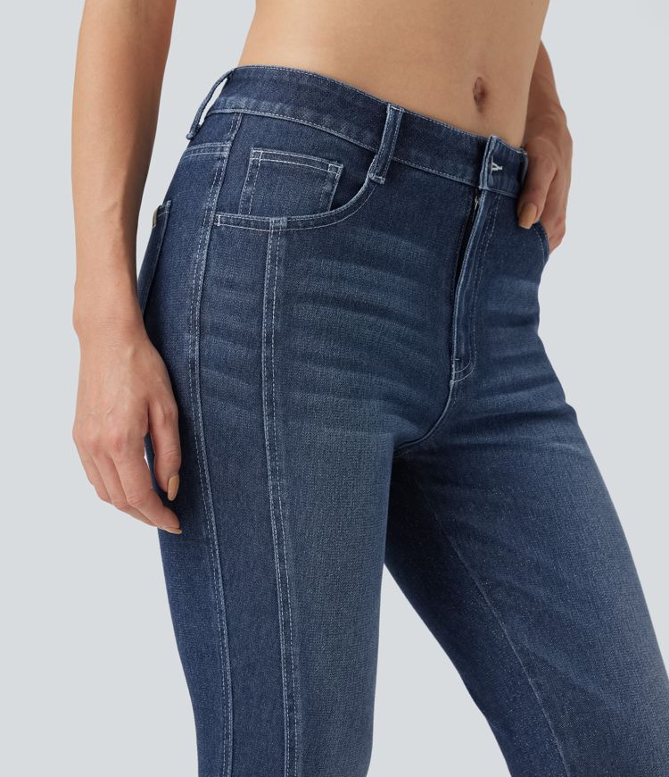 Jean skinny Halara Flex™ métallisé taille basse 7/8 avec poches