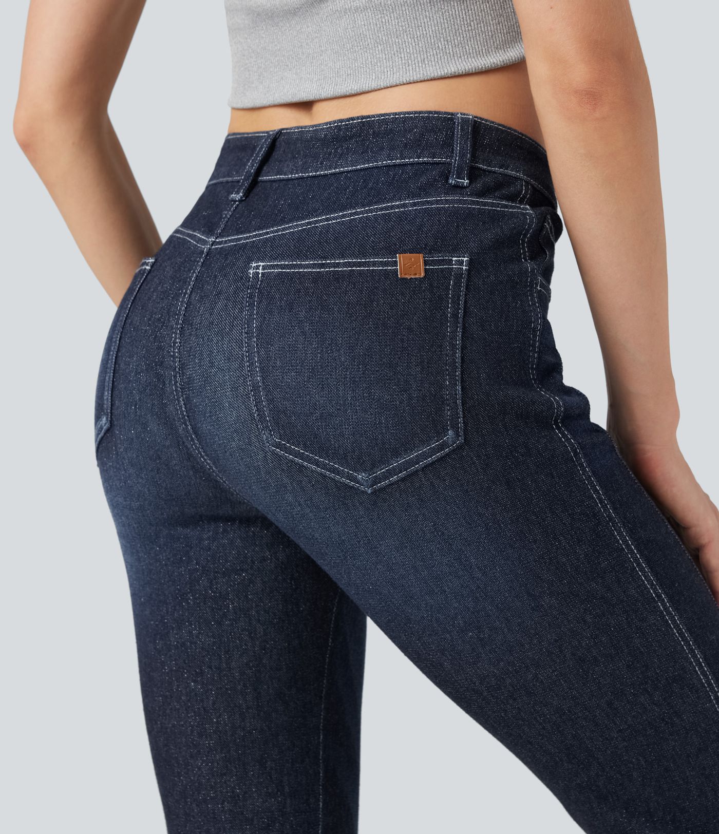 Halara Flex™ Low Rise 7/8 Skinny Sparkle Casual Jeans with Pockets