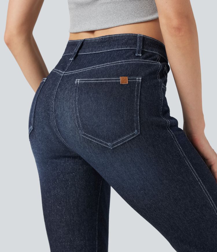 Halara Flex™ Low Rise 7/8 Skinny Sparkle Casual Jeans with Pockets