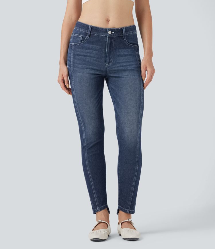 Jean skinny Halara Flex™ métallisé taille basse 7/8 avec poches