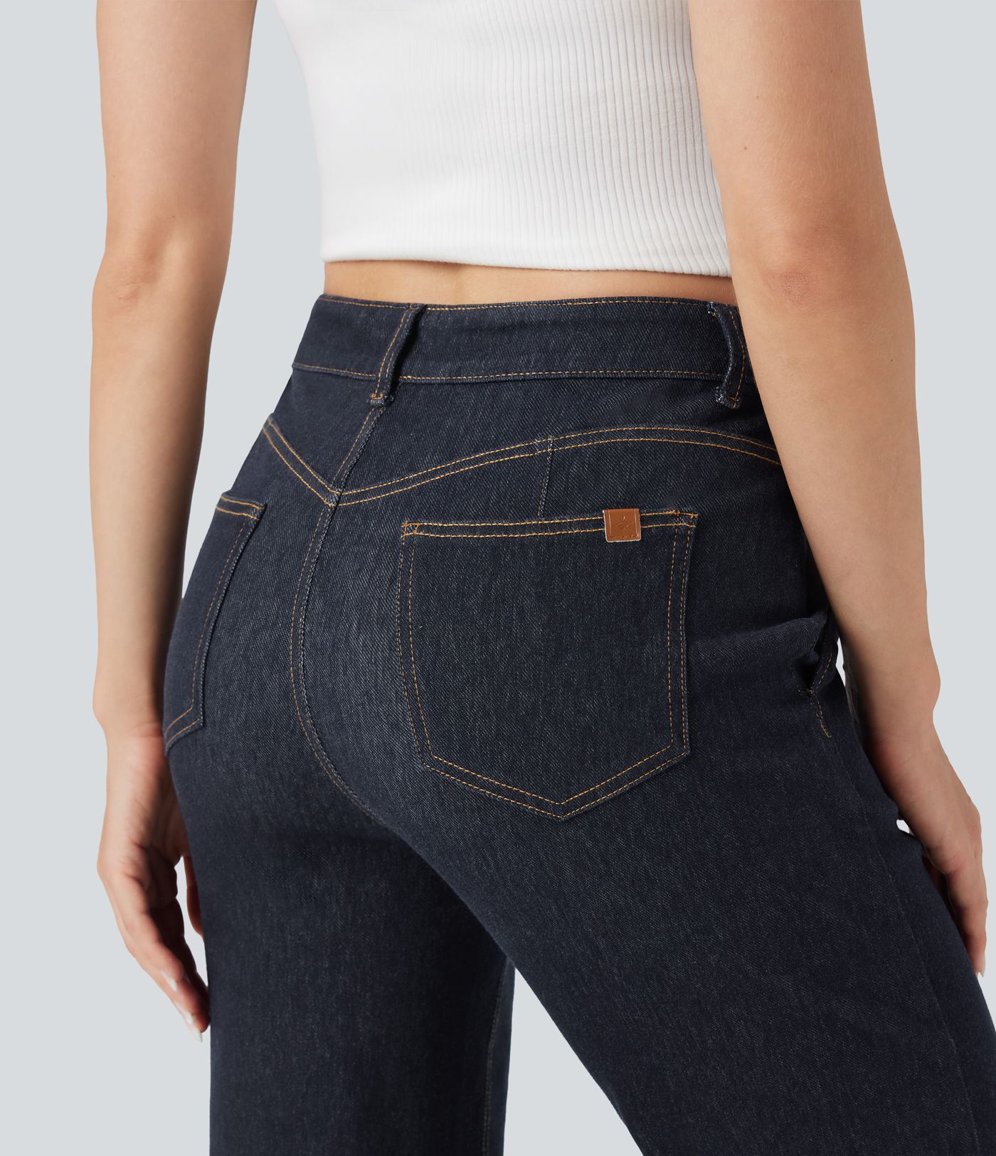 Halara Flex™ Water-Repellent Oil-Resistant Mid Ris Bootcut Casual Jeans with Pockets