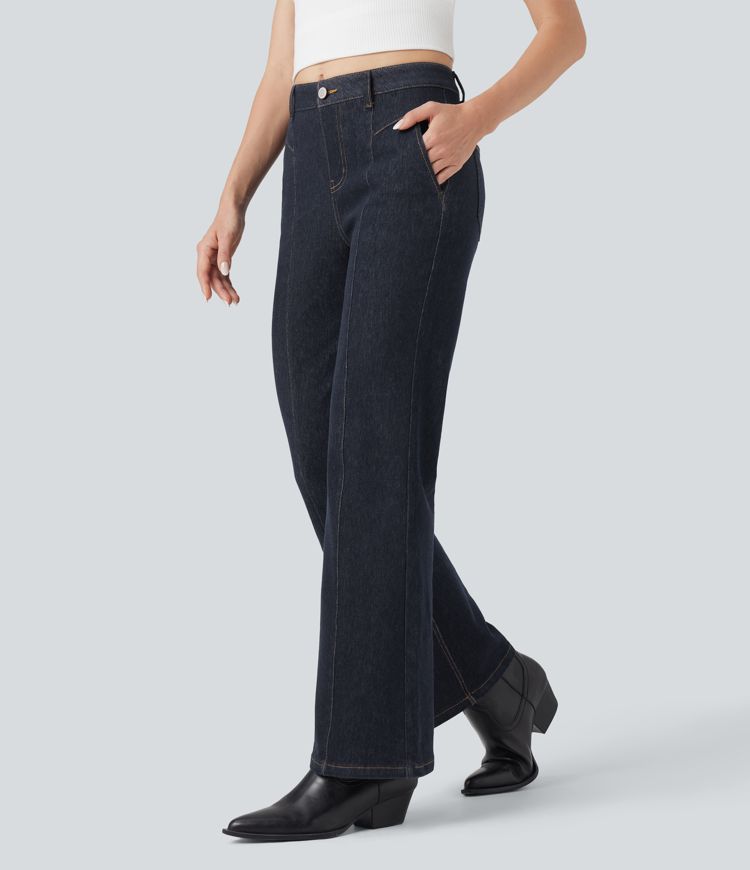 Halara Flex™ Water-Repellent Oil-Resistant Mid Ris Bootcut Casual Jeans with Pockets