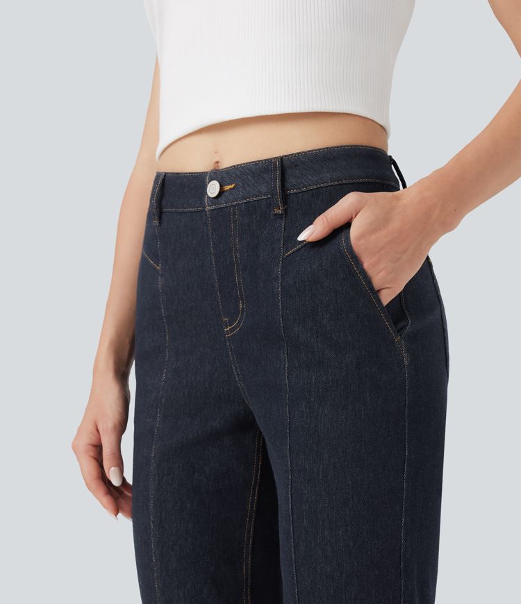 Halara Flex™ Water-Repellent Oil-Resistant Mid Ris Bootcut Casual Jeans with Pockets