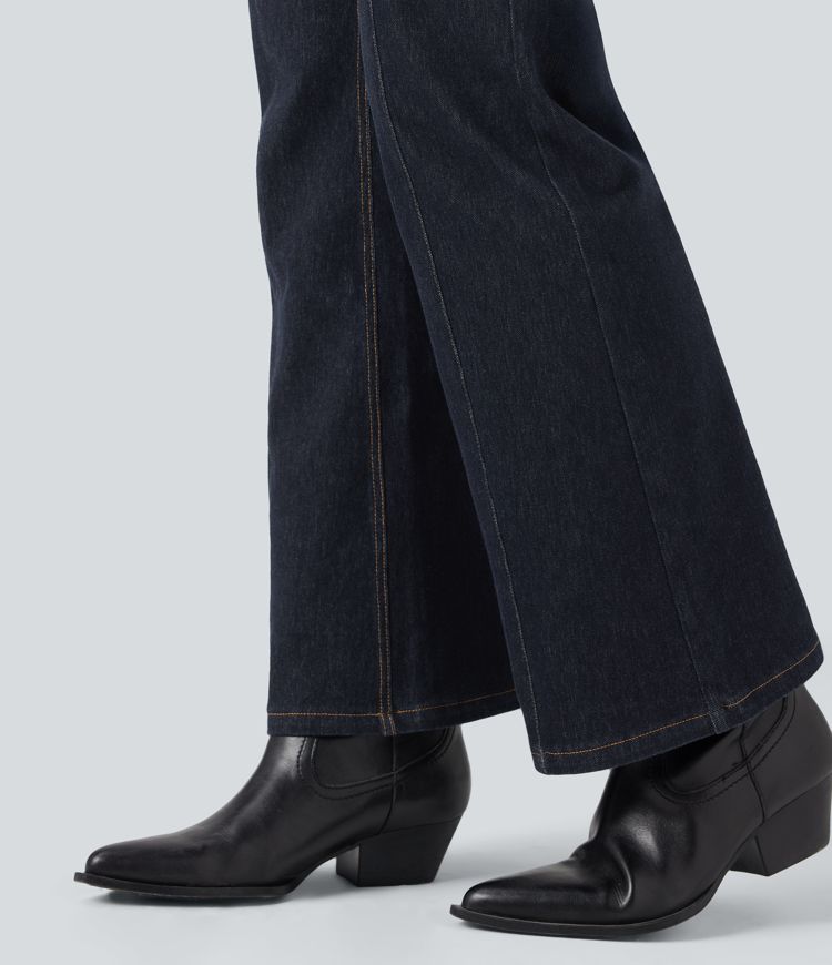 Halara Flex™ Water-Repellent Oil-Resistant Mid Ris Bootcut Casual Jeans with Pockets