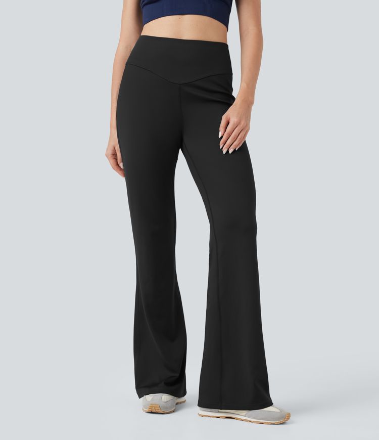 High Waisted Sheen Yoga Flare Pants with Pockets
