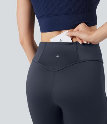 High Waisted Sheen Yoga Flare Pants with Pockets