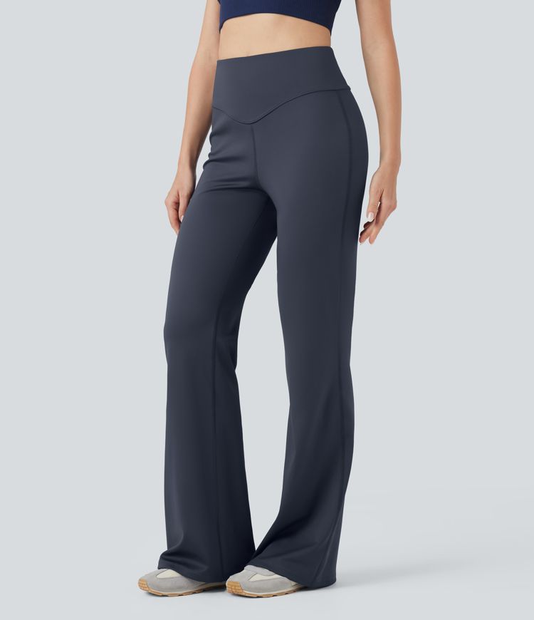 High Waisted Sheen Yoga Flare Pants with Pockets
