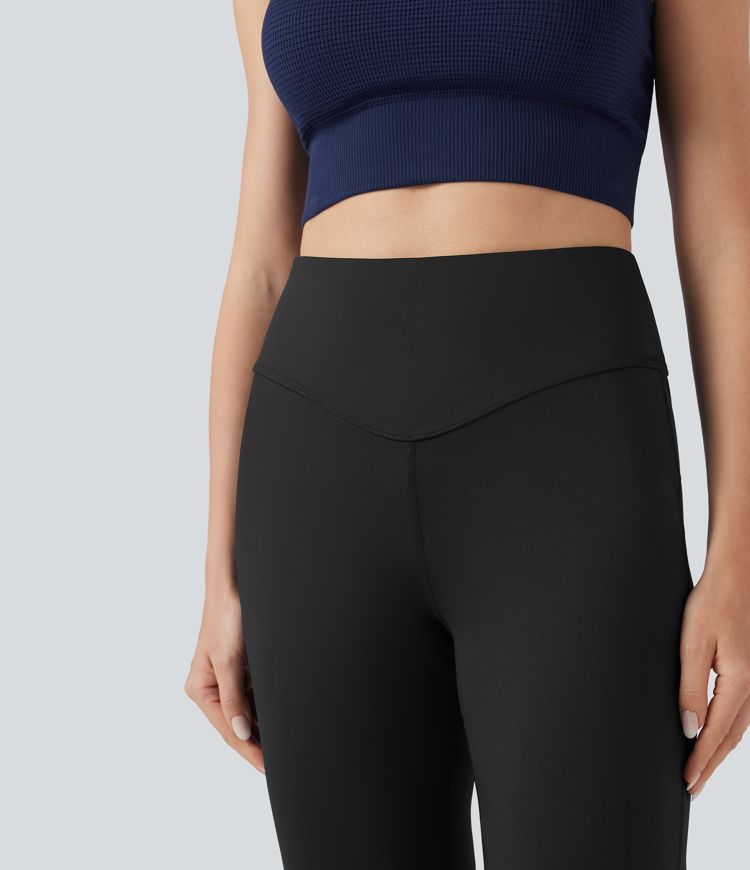 Pantalones de yoga acampanados de tiro alto con bolsillos