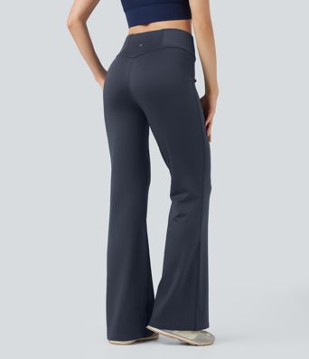 High Waisted Sheen Yoga Flare Pants with Pockets