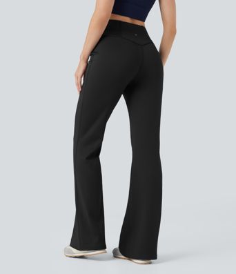 Pantalones de yoga acampanados de tiro alto con bolsillos