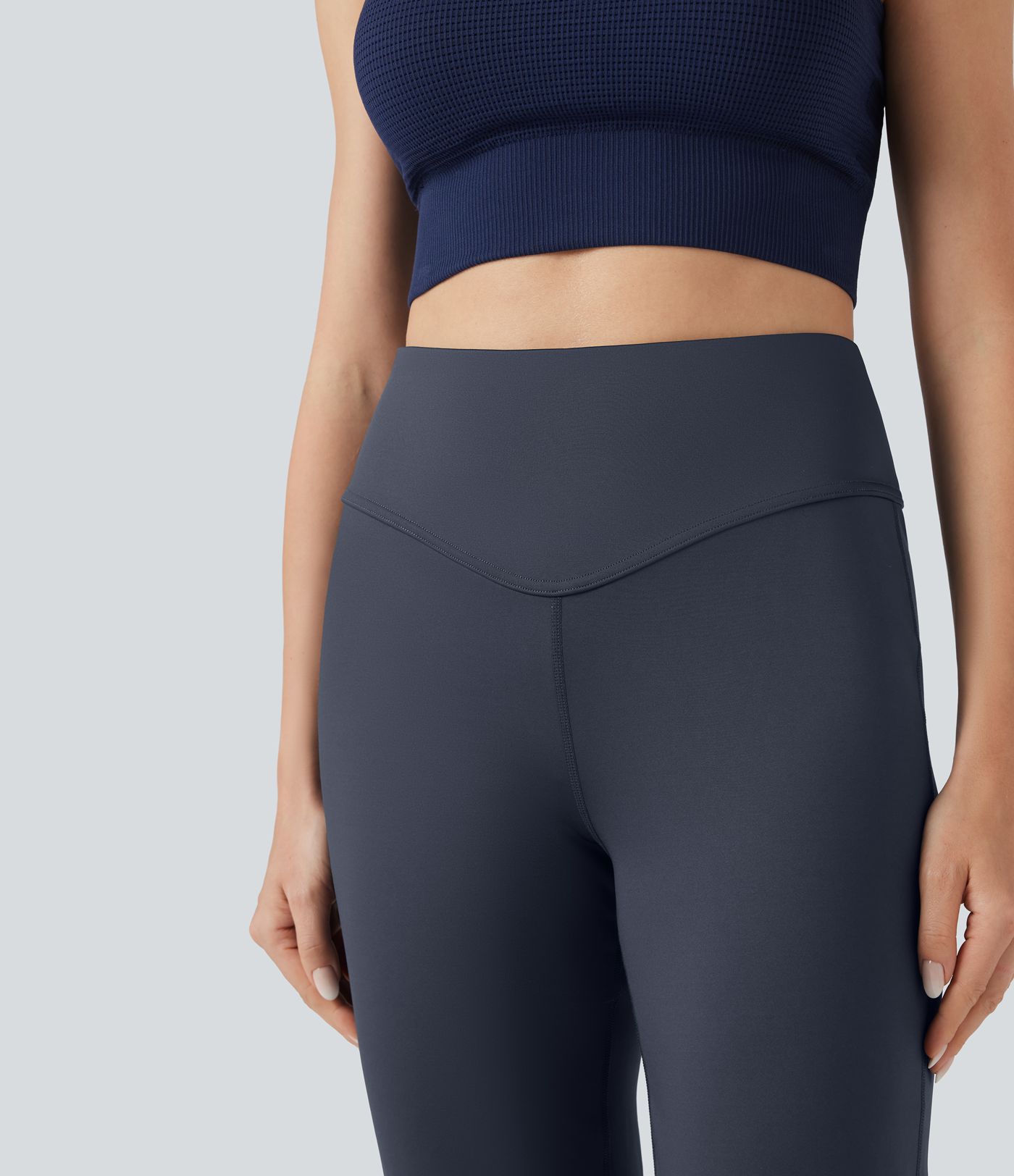High Waisted Sheen Yoga Flare Pants with Pockets