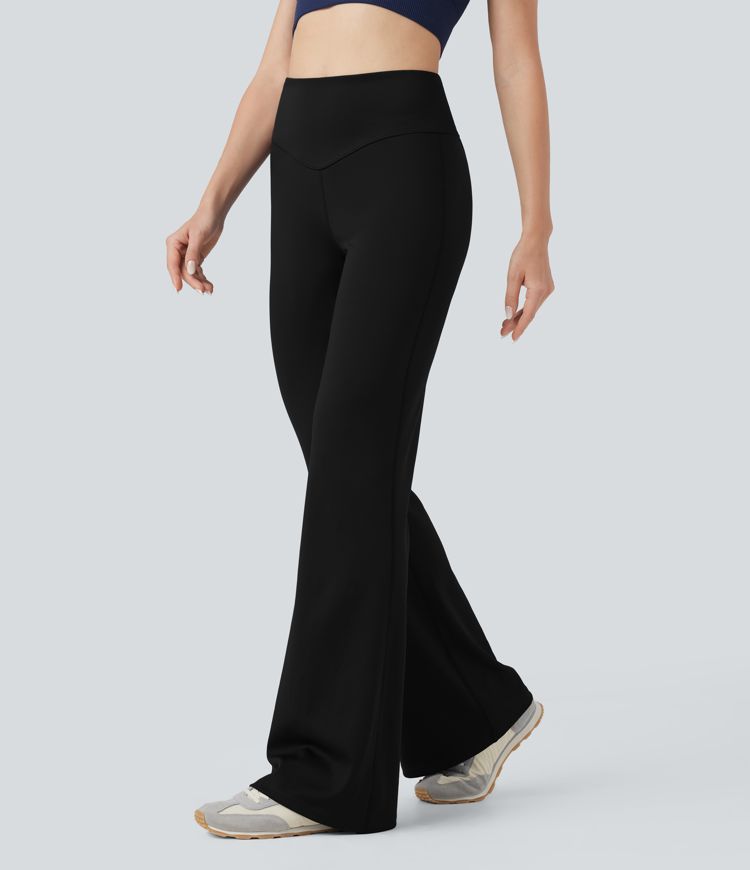 Pantalones de yoga acampanados de tiro alto con bolsillos