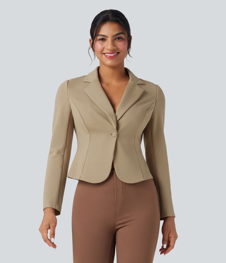 Blazer de oficina ajustada de manga larga