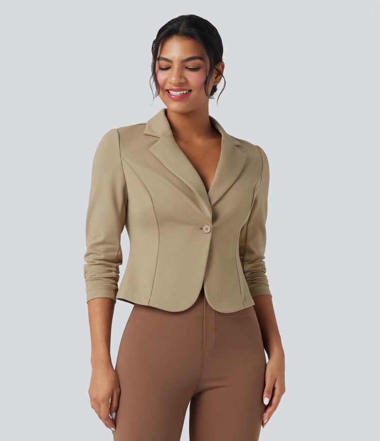 Blazer de oficina ajustada de manga larga