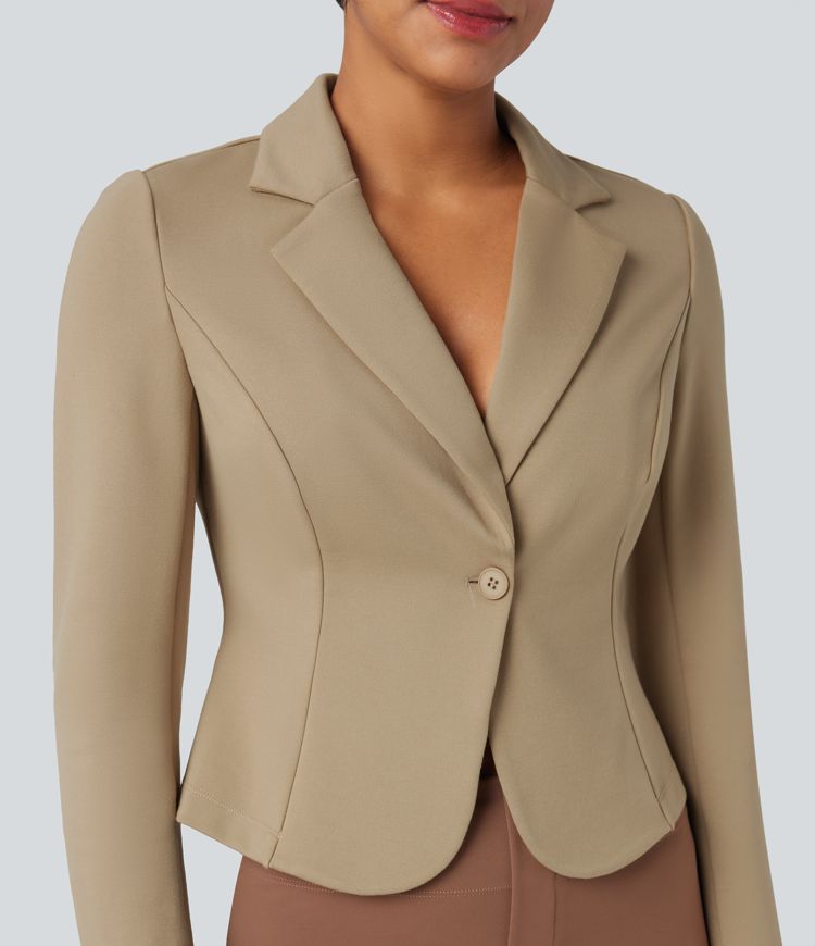 Blazer de oficina ajustada de manga larga