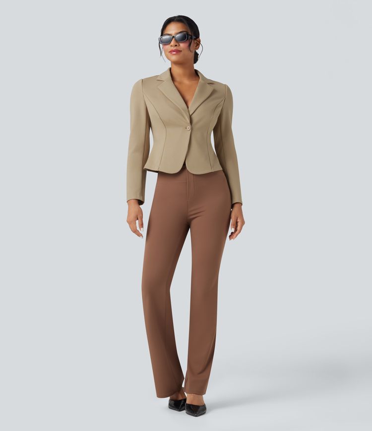 Blazer de oficina ajustada de manga larga