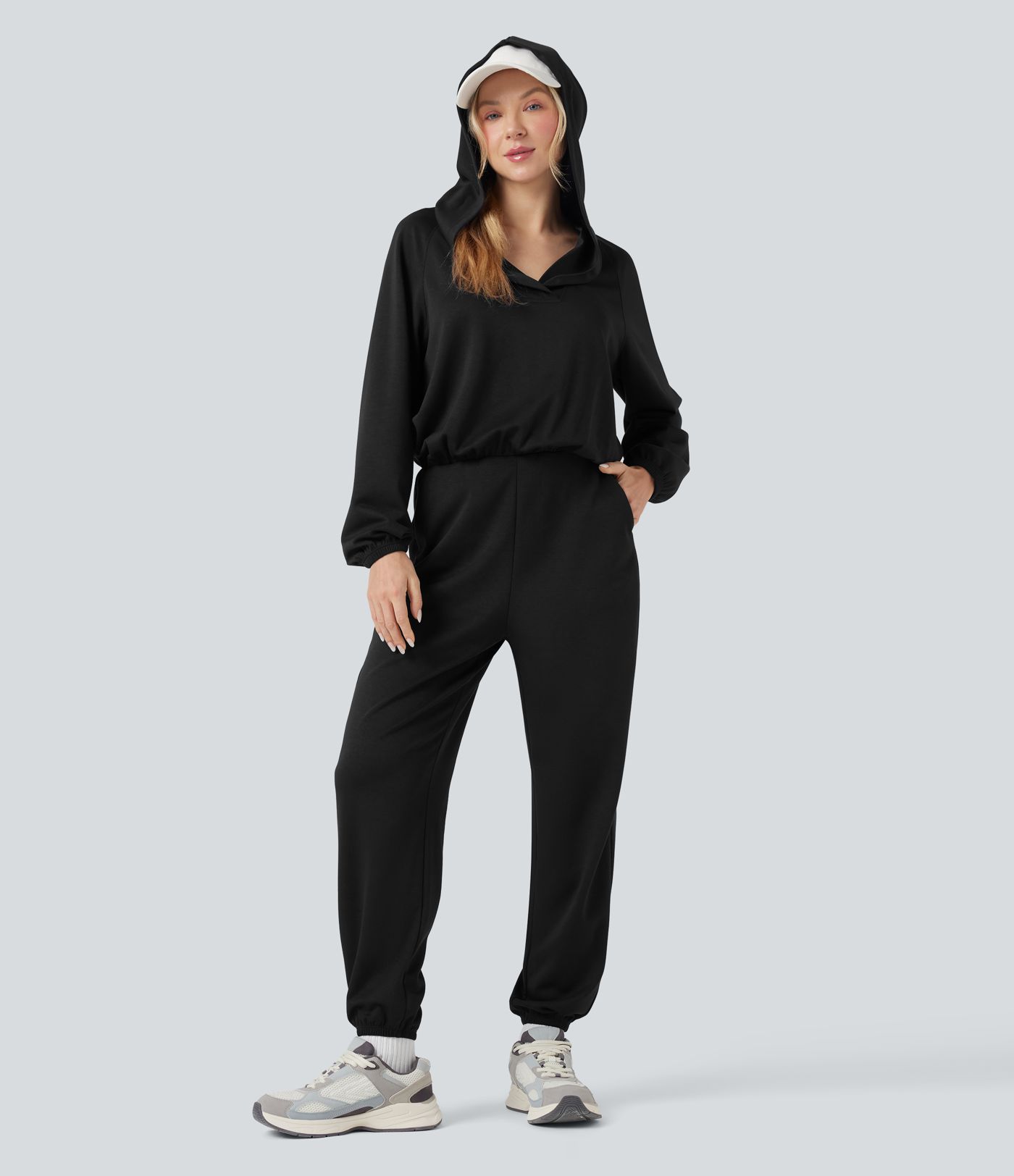 Hooded Long Sleeve Casual Jumpsuit with Pockets-Easy Peezy