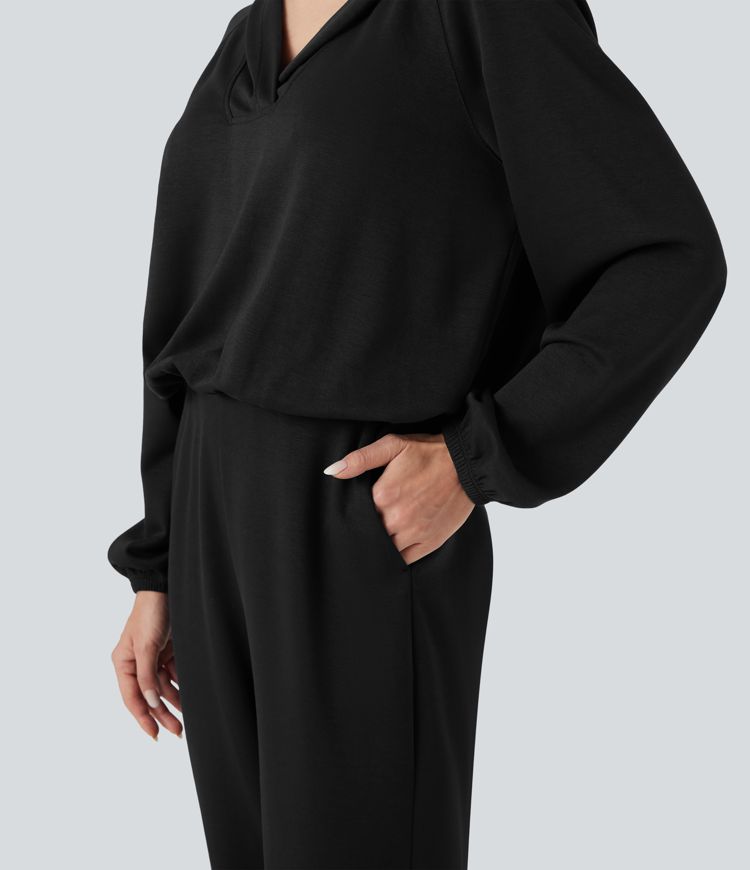 Hooded Long Sleeve Casual Jumpsuit with Pockets-Easy Peezy