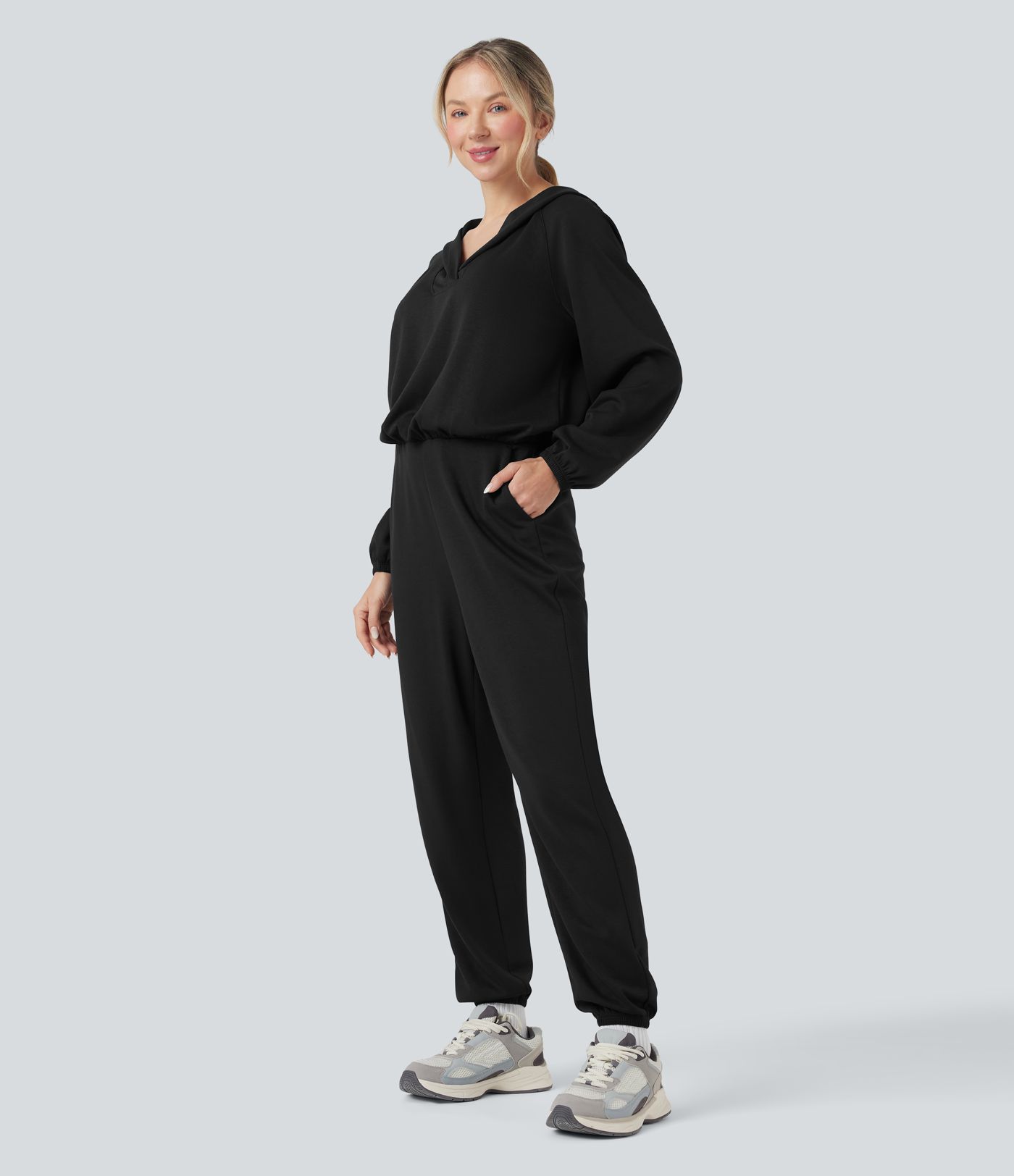 Hooded Long Sleeve Casual Jumpsuit with Pockets-Easy Peezy