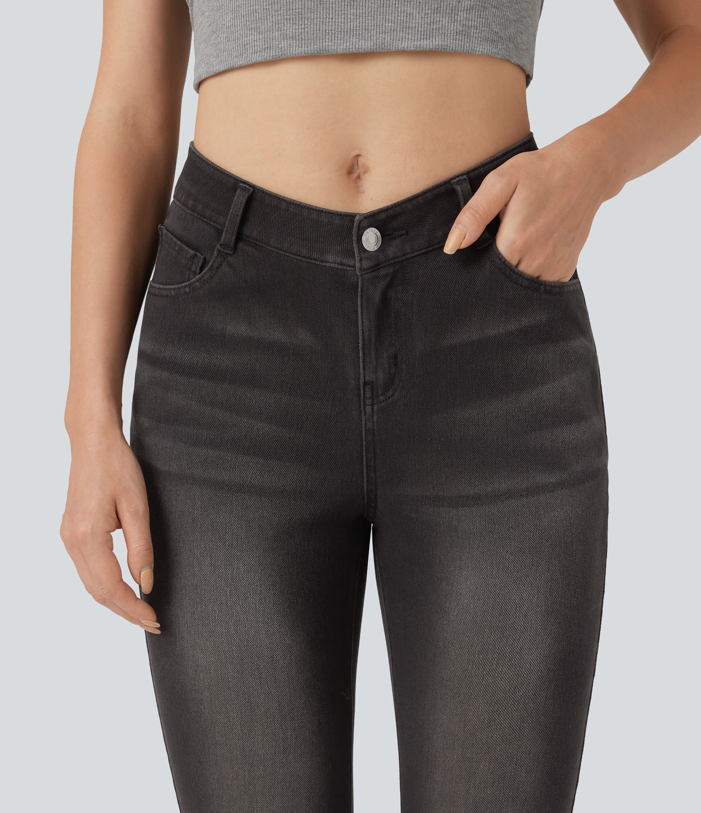 Halara Flex™ V Shaped High Waisted Casual Slim Jeans with Pockets