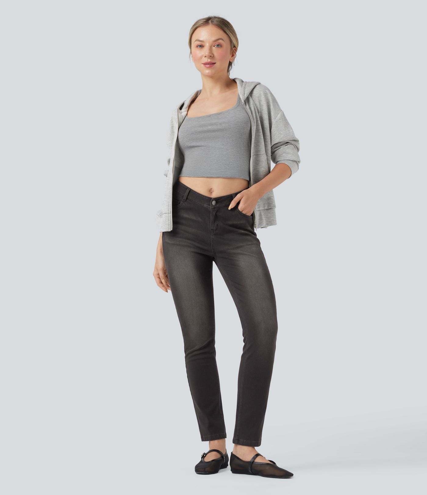 Halara Flex™ V Shaped High Waisted Casual Slim Jeans with Pockets