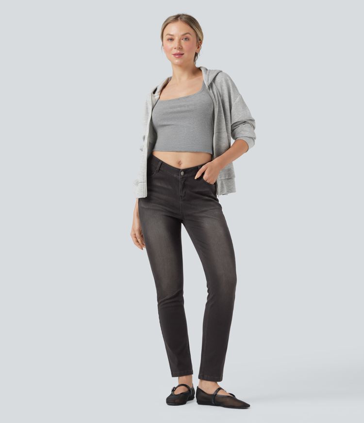 Halara Flex™ V Shaped High Waisted Casual Slim Jeans with Pockets