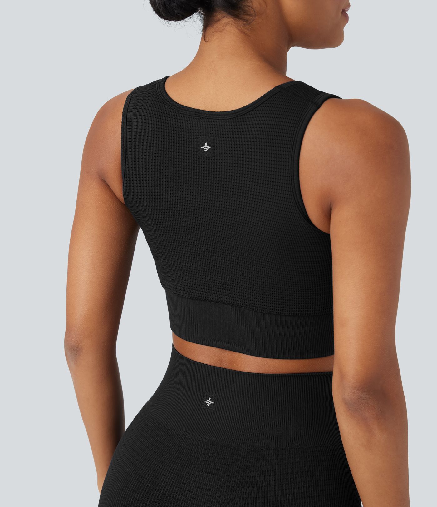 OneForm Seamless Flow Low Support U Neck Cropped Waffle Yoga Sports Bra