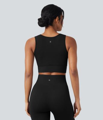 OneForm Seamless Flow Low Support U Neck Cropped Waffle Yoga Sports Bra