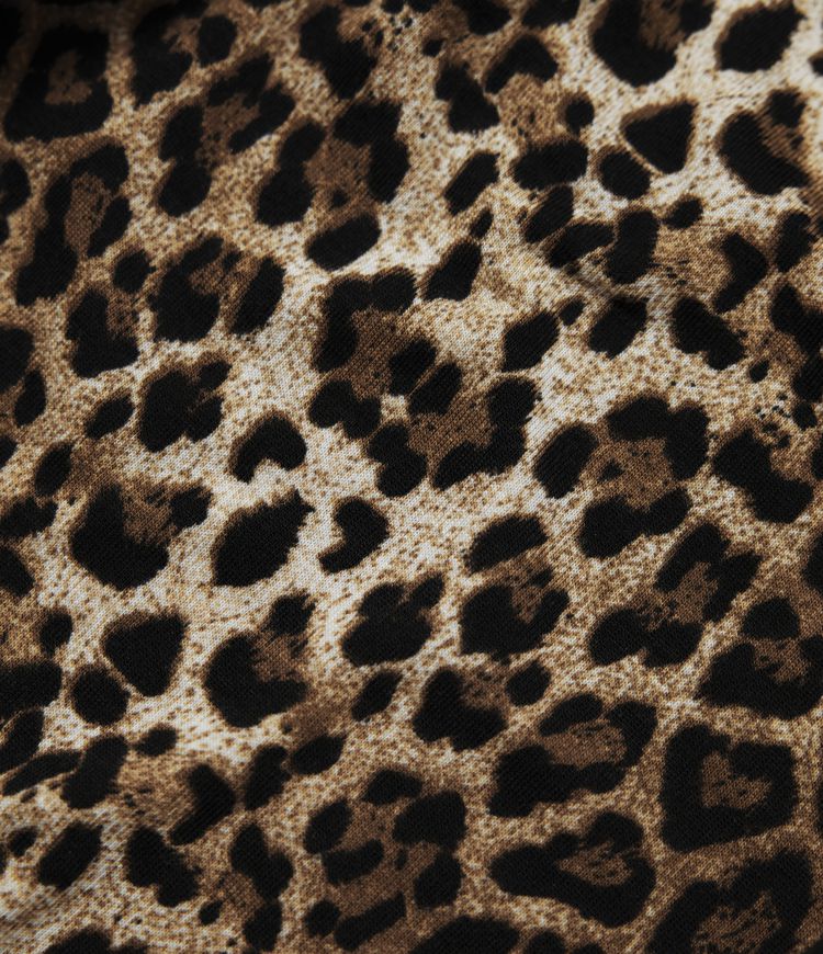 Round Neck Long Sleeve Tie Back Leopard Print Slim Casual Top