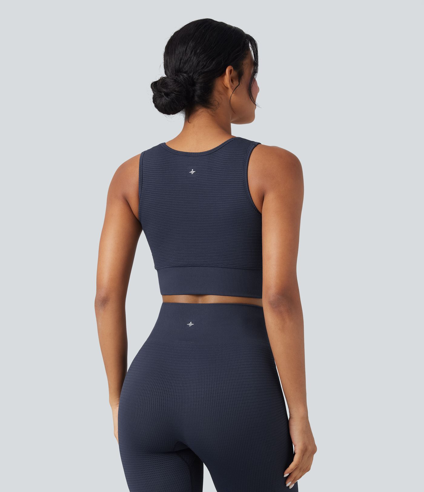 OneForm Seamless Flow Low Support U Neck Cropped Waffle Yoga Sports Bra