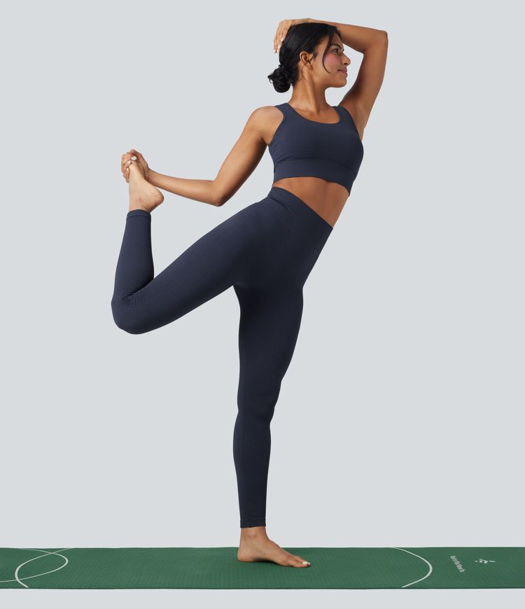 Soutien-gorge de sport yoga cropped Seamless Flow soutien souple col U sans coutures maille gaufrée