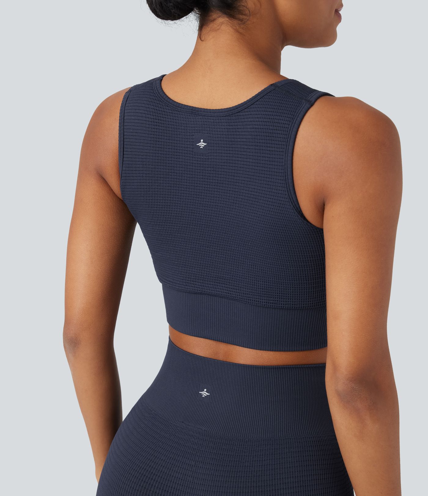 OneForm Seamless Flow Low Support U Neck Cropped Waffle Yoga Sports Bra
