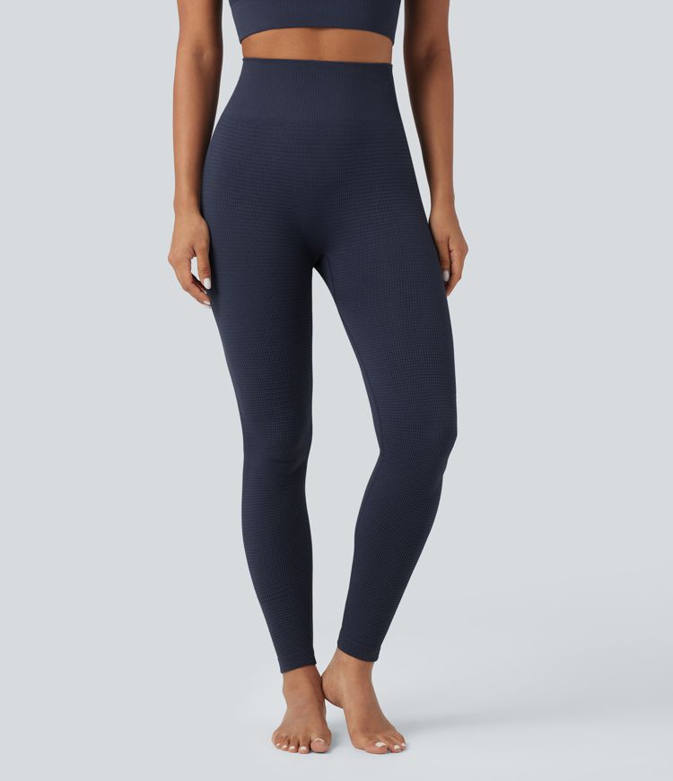 OneForm Seamless Flow Waffle High Waisted 7/8 Yoga Leggings