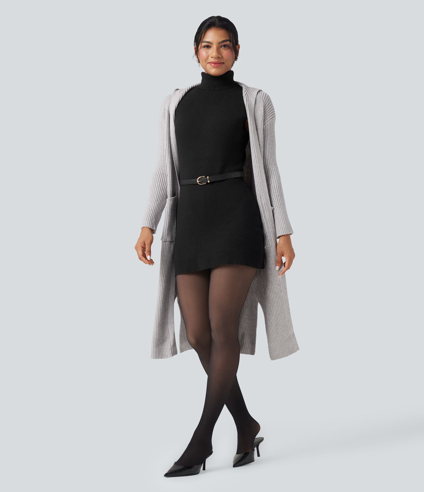 Ärmelloses Sweatshirt-Minikleid mit hohem Kragen