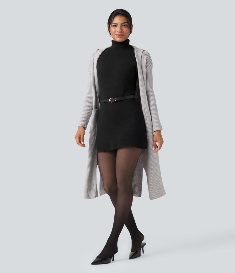 Ärmelloses Sweatshirt-Minikleid mit hohem Kragen