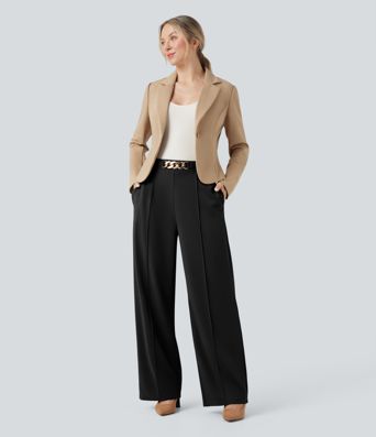 Hohe Taillenhose mit Metallkette, gerade Beine, Arbeitshose mit Taschen